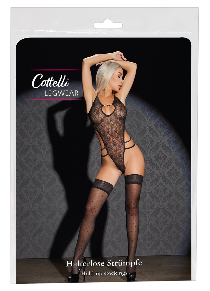 Halerlose Strümpfe Punkte 5 - Halterlose Strümpfe von Cottelli LEGWEAR schwarz