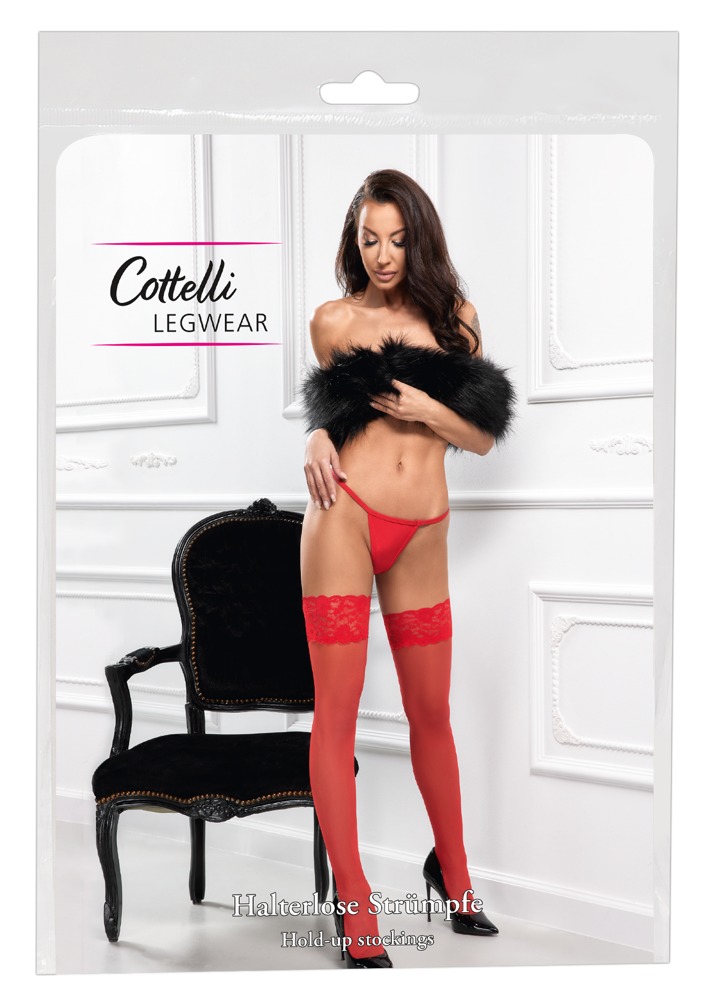 Htl.Strümpfe rot 5 - Halterlose Strümpfe von Cottelli LEGWEAR schwarz
