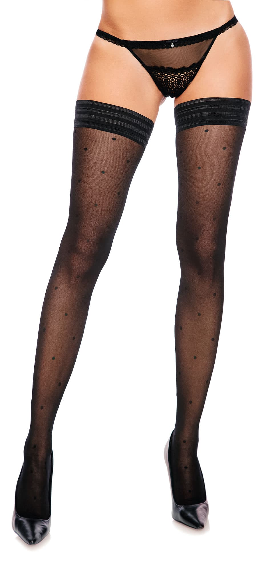 Glamory Dotty 30 halterlose Strümpfe | Farbe: Black | Größe: 52-54