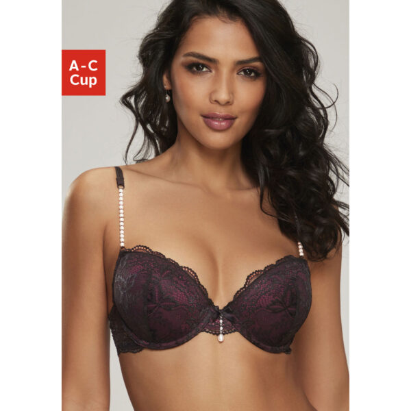 LASCANA Push-up-BH Damen schwarz-aubergine Gr.75A