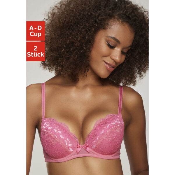 PETITE FLEUR Balconette-BH Damen pink+weiß Gr.75B