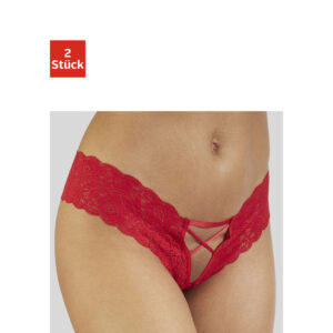 PETITE FLEUR GOLD Panty-Ouvert Damen schwarz+rot Gr.48/50