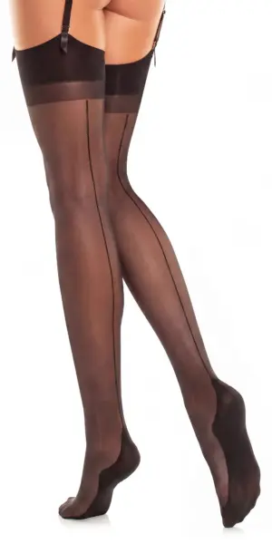 Glamory Delight 20 Strapsstrümpfe mit Naht | Farbe: Black | Größe: 56-58