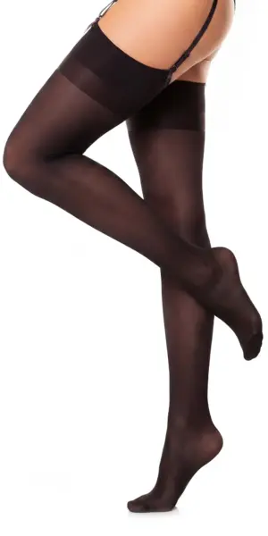 Glamory Noir 60 Microfaser Strapsstrümpfe | Farbe: Black | Größe: 44-46