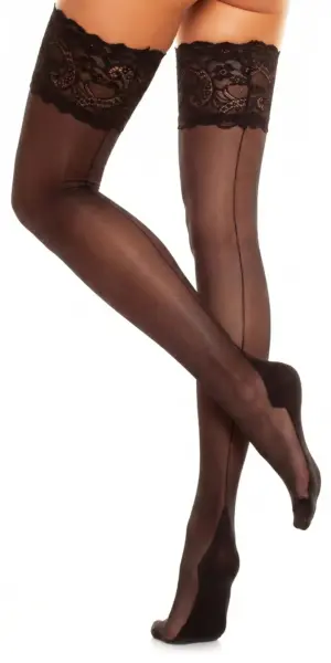 Glamory Couture 20 halterlose Naht-Strümpfe | Farbe: Black | Größe: 40-42